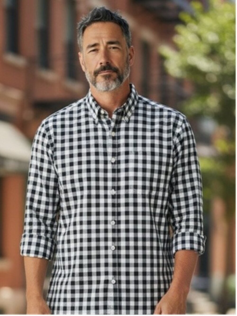 CROFT & BARROW Blue Checked Long Sleeved Dress Shirt Mens XXL 18 x 33